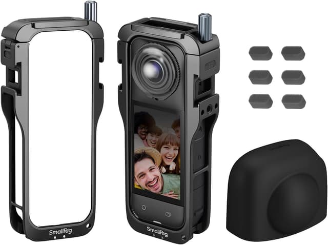 Detalle de SMALLRIG Cage pour Insta360 X5 (5195) : boîtier de protection en alliage d’aluminium avec fixation rapide