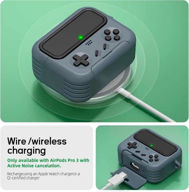 Thumbnail 6 de Inesore AirPods Pro 3 Case Cover (2025) with Cleaner Kit and Safety Lock – Classic Game Console Design, Black