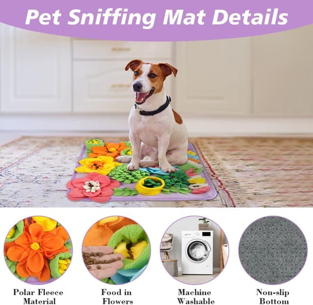 Detalle de OSDUE Schnüffelteppich für Hunde – Futterschnüffel-Futtermatte mit Blumenmotiv, 39 x 39 cm