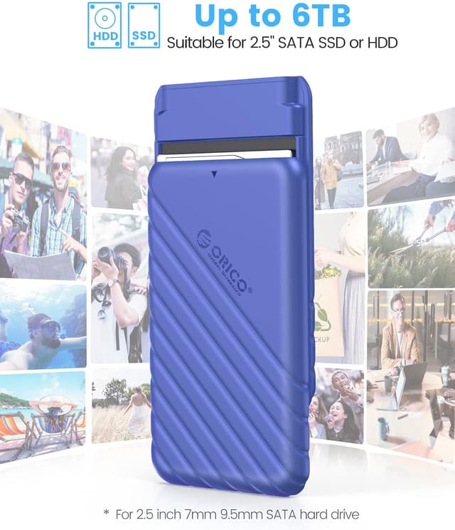 Thumbnail 2 de ORICO Boîtier disque dur 2,5" USB C 3.1 Gen 2 (Bleu, 25PW1-C) — SATA vers externe jusqu’à 6 Gbps, sans outils