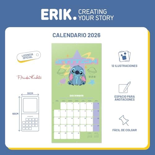 Thumbnail 2 de Grupo Erik Calendario da muro Stitch 2026 30x30 cm 📅