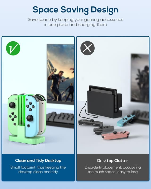 Detalle de FYOUNG Joy-Con Switch Charger Dock with LED Light Bar (for Nintendo Switch / Switch OLED)