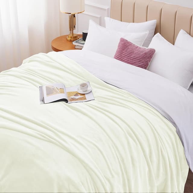 Detalle de WAVVE Kuscheldecke Flauschig – Sofadecke 150x200 cm aus Microfaser, Creme