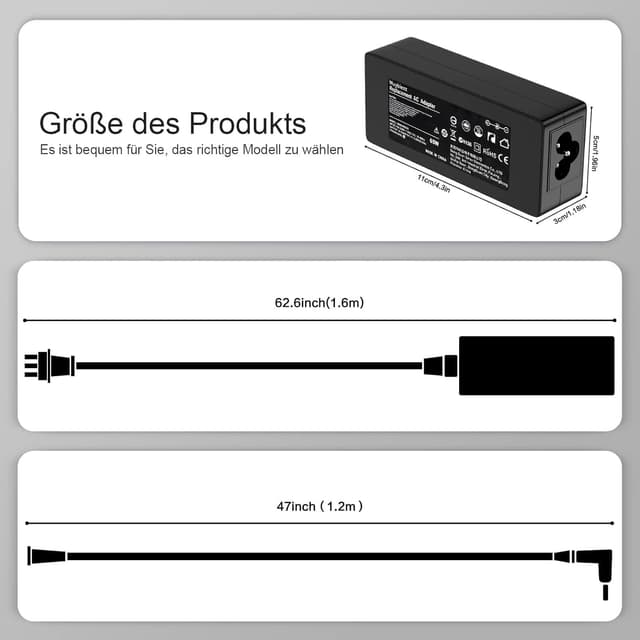 Detalle de 65W Laptop-Ladekabel Netzteil für HP (19,5V 3,33A, 4,5 x 3,0 mm) – passend zu ausgewählten Pavilion x360, ProBook, Envy & mehr