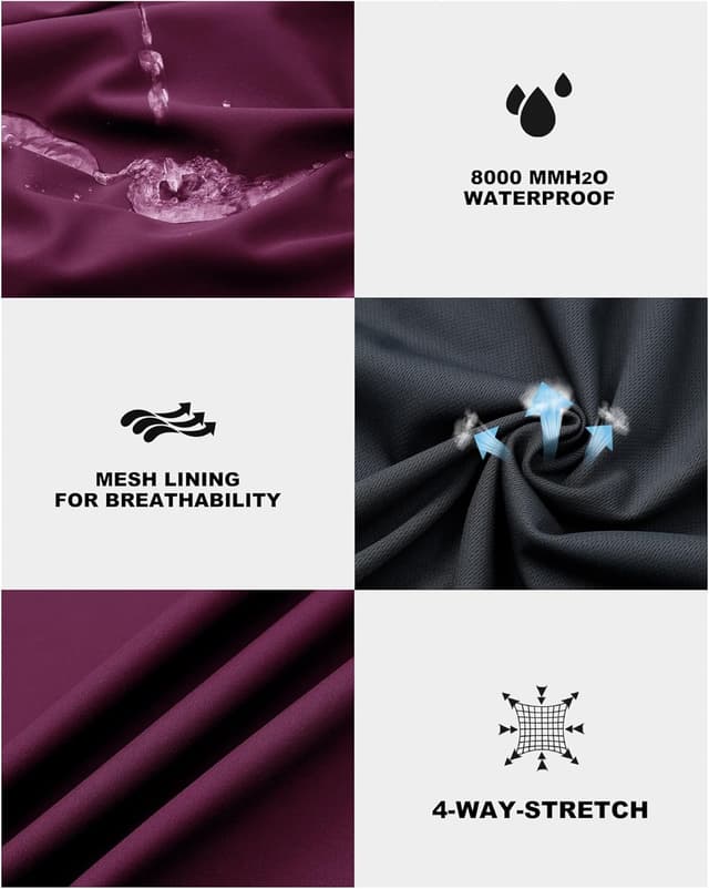 Detalle 2 de Outdoor Ventures Damen wasserdichte Softshelljacke mit Kapuze – Winddicht für Radfahren & Wandern