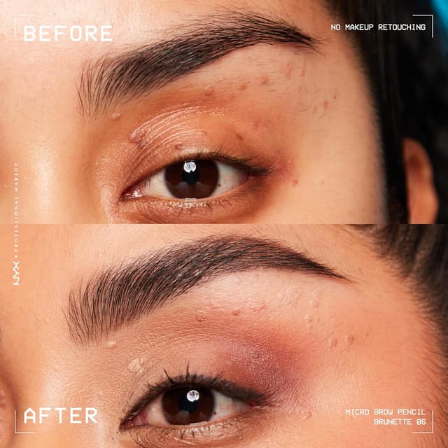 Detalle de NYX Professional Makeup Micro Brow Pencil (doppelseitiger Augenbrauenstift) wasserfest – Farbton 06 Brunette
