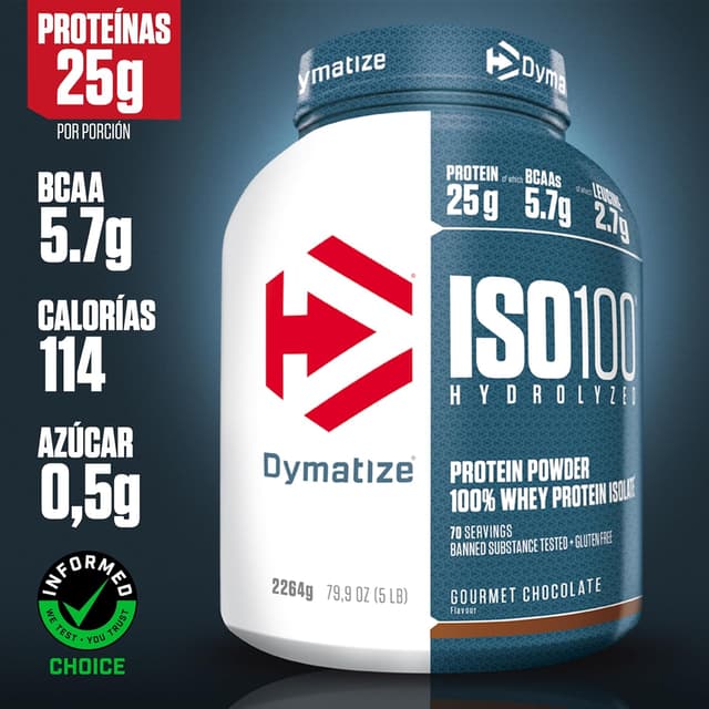Detalle 2 de Dymatize ISO 100 Hydrolyzed Chocolate 2264g 🍫 - Proteína Whey