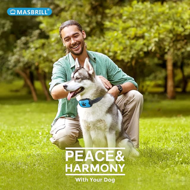 Detalle 2 de MASBRILL Collier Anti-Aboiement 2 modes (son + vibration) – réglable, 7 niveaux de sensibilité