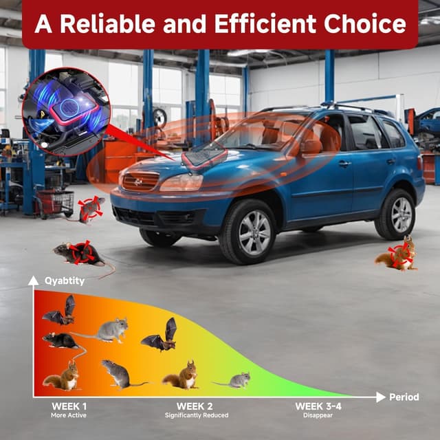 Thumbnail 6 de COODAY Ultraschall Marderschreck & Nagetierabwehr mit LED-Blitzlichtern für den Motorraum