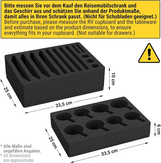 Detalle 2 de Siegvoll foam cutlery holder cup and plate set for motorhomes, caravans, boats – 8 plates + 8 cups
