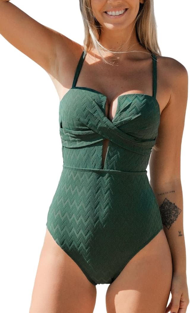Detalle de Costume da bagno donna CUPSHE con scollo profondo e coppe modellate effetto avvolgente