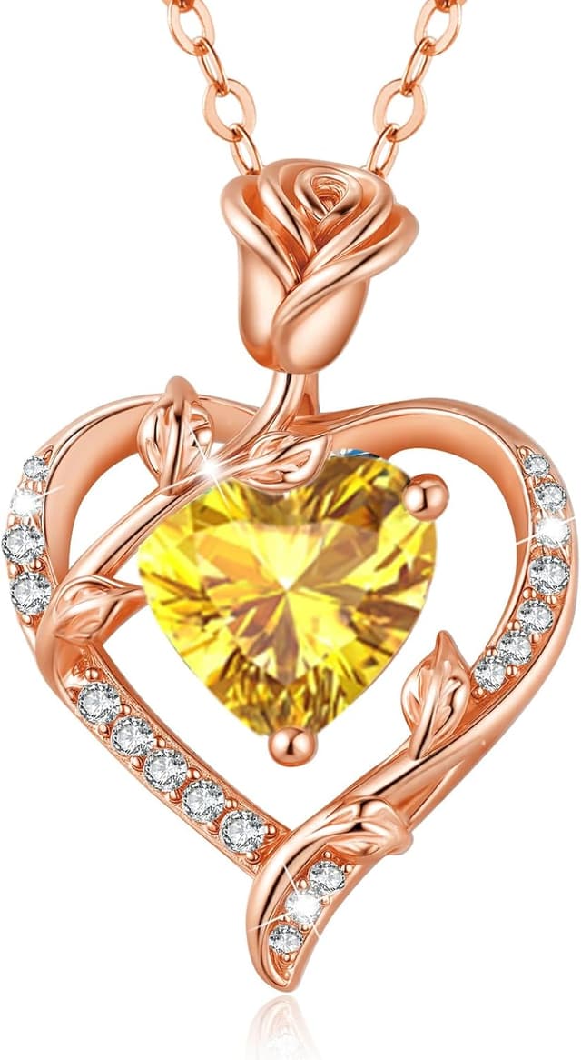 Detalle de Collier femme MISUMOR en argent 925 avec pendentif cœur et rose