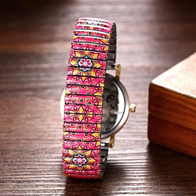 Detalle de Avaner Damen Boho Stretchband Armbanduhr mit großen arabischen Ziffern