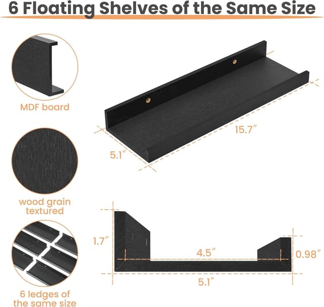 Detalle de upsimples Floating Shelves Set of 6 31in