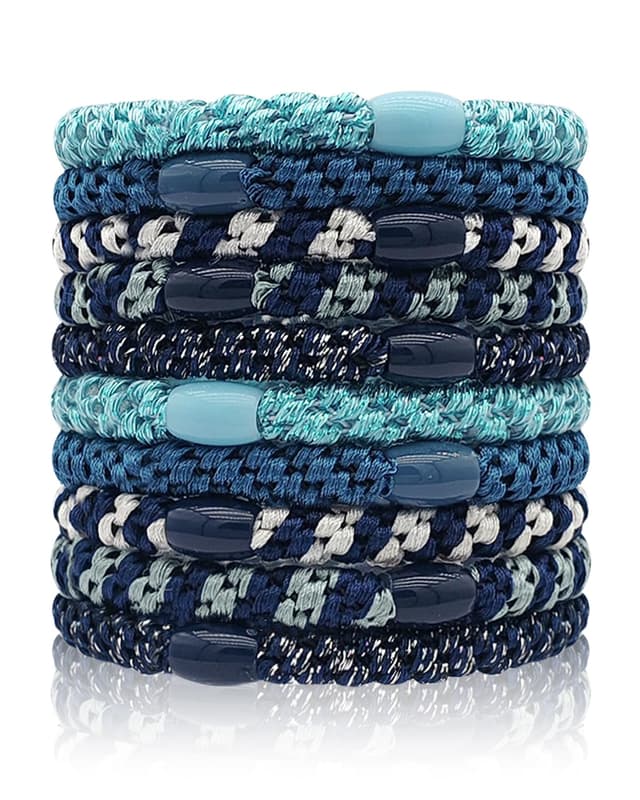 Detalle de Kisvic Haargummis Mädchen – 10 mehrfarbige Zopfgummis (dunkelblau), elastische geflochtene Haarbänder