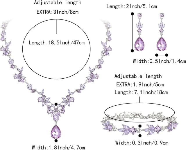 Detalle de Parure de bijoux de mariage Clearine : collier Y, bracelet tennis et boucles d’oreilles pendantes en cristal bleu