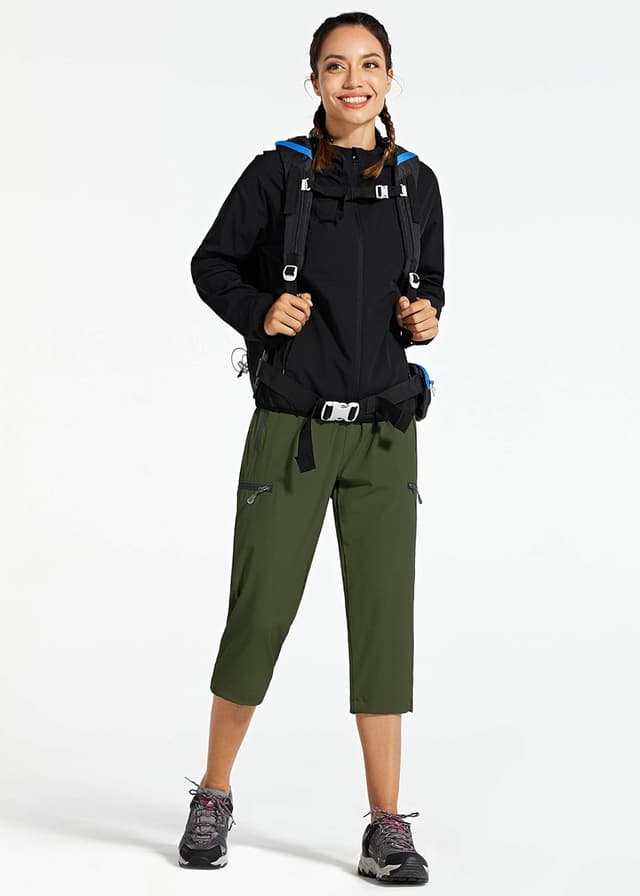 Detalle 2 de Libin Women’s Lightweight Quick-Dry Capri Cargo Pants with Zipper Pockets