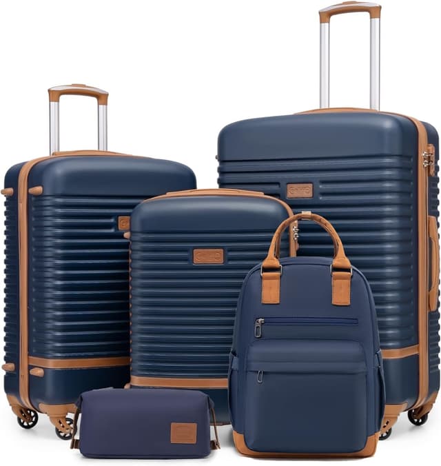 Detalle de COOLIFE Valise 5 pièces (bagage cabine, médium, grand) avec cadenas TSA et roulettes 360°