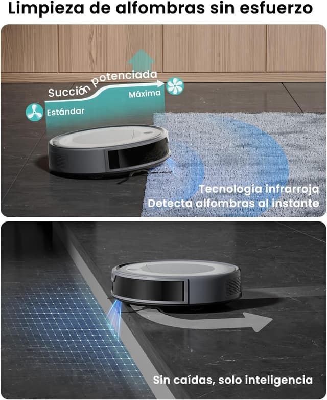Detalle de Lefant M310 Ultra Robot Aspirador y Fregasuelos 3 en 1 con succión de 6000Pa, mapeo láser ToF y WiFi/App