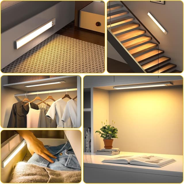 Thumbnail 6 de OUILA LED-Unterbauleuchten mit Bewegungsmelder, 31 cm, USB-C wiederaufladbar – Set mit 2 Stück