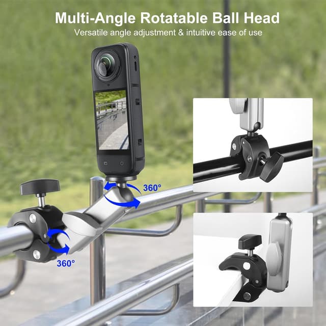 Detalle de PULUZ Motorrad-Lenker Klemme mit drehbarem Kugelkopf für GoPro Hero und Action-Cameras