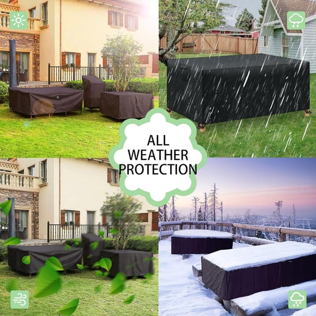 Detalle 2 de BHFRGAS Waterproof Garden Furniture Cover (420D Oxford) for Rattan Sets, Black – 125x63x74cm