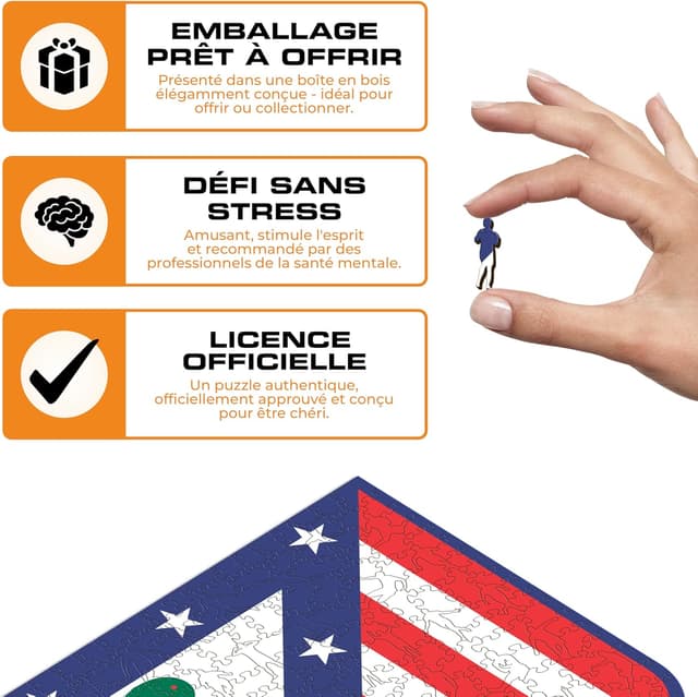 Detalle de Puzzle en bois Iconic Puzzles Atletico Madrid Logo, 270 pièces taille M