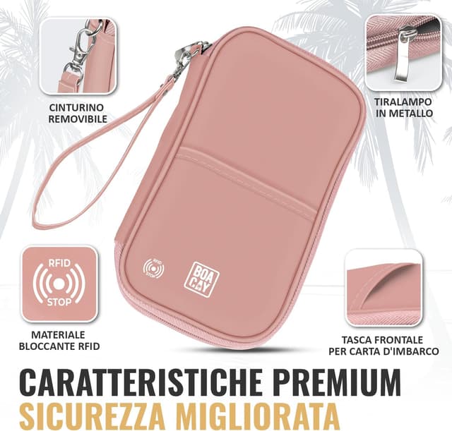 Detalle de BOACAY Porta passaporto per famiglia con RFID impermeabile (13x3.5x22.5 cm)