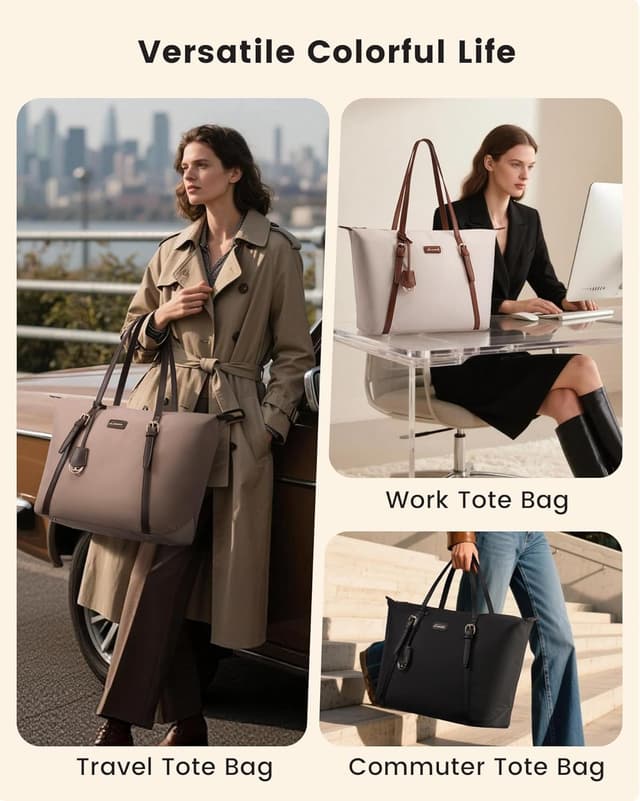 Detalle de LOVEVOOK Laptoptasche Damen als große Shopper Tote Bag für Uni, Business & Schule