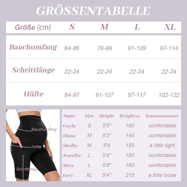 Detalle 1 de QGGQDD Umstandsleggings Radlerhose für Schwangerschaft