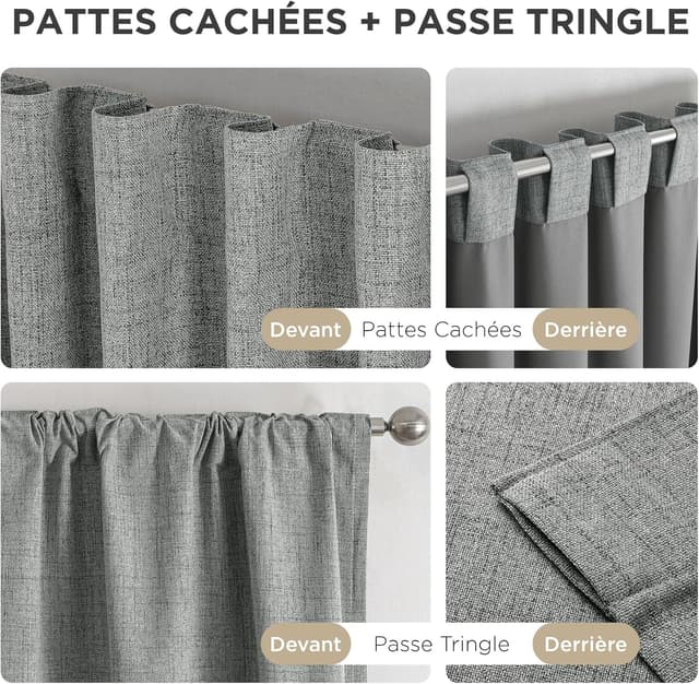 Thumbnail 4 de Joydeco rideau occultant 132x158 cm 2 pièces