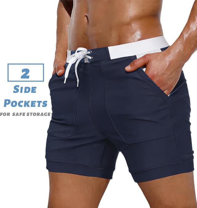 Detalle de KEFITEVD Men’s Quick Dry Swimming Shorts (Adjustable Drawstring, Stretch Fabric)