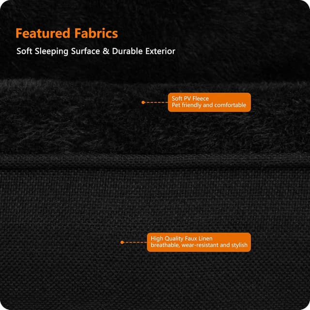 Detalle de HMTOPE Hundebett / Hundesofa 120 x 90 cm, abnehmbar und waschbar, schwarz