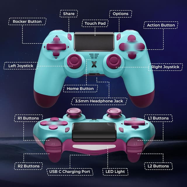 Detalle de Glitfix Wireless Controller for P4, P4 Pro, P4 Slim & PC (Bluetooth gamepad with vibration, touch panel and 3.5mm audio)