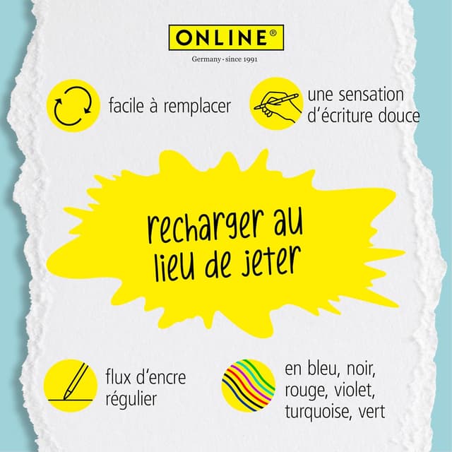 Thumbnail 3 de ONLINE 12x recharge roller effaçable bleu