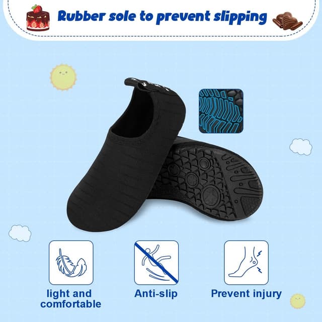 Detalle de WasserLves Kinder Badeschuhe Tw Schwarz – rutschfeste Wasserschuhe für Schwimmbad, Strand & Surfsport