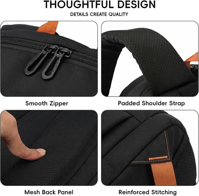 Detalle 2 de Amythe Sac à Dos pour Garçons 30L pour ordinateur 15,6" – grand, léger et imperméable, Noir