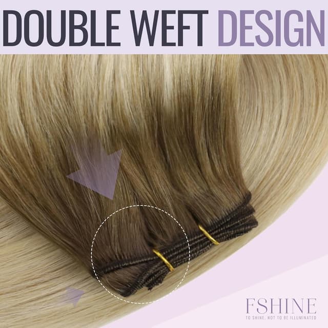 Detalle de Fshine Echthaar Haarverlängerung als Tressen zum Einnähen – 45 cm / 100 g, Honigblond (Farbe 6 27 60)