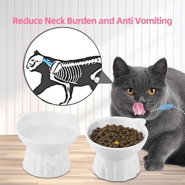 Detalle 2 de Ceramic Elevated Cat Bowls 2-piece raised set 🐱