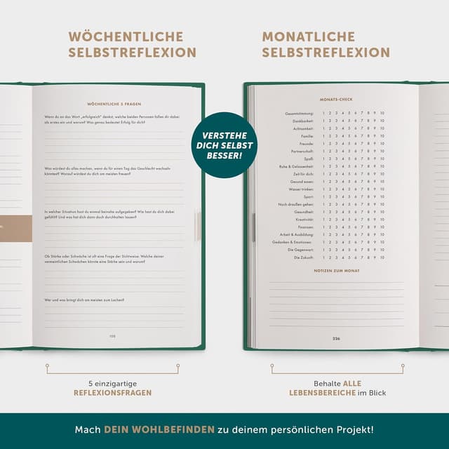 Detalle de 6-Minuten® Tagebuch für Erwachsene 2026 (Das Original) von UrBestSelf – Dankbarkeit, Achtsamkeit & Resilienz