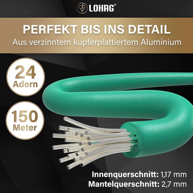 Detalle de lohag® 150 m Universal Begrenzungskabel für Mähroboter (2,7 mm)