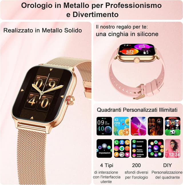 Thumbnail 6 de Smartwatch LODIMEKE per uomo e donna con chiamate Bluetooth, frequenza cardiaca, pressione e sonno, IP67 (1.96")
