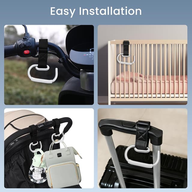 Thumbnail 5 de ROSSIVAN Buggy Clips (2-pack) with Pram Hooks for bags – universal fit prams, strollers and wheelchairs