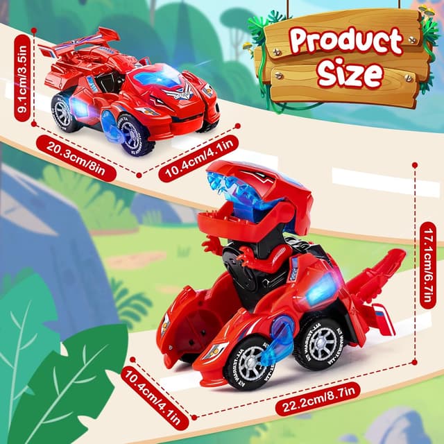 Thumbnail 4 de Yellcetoy Dinosaur Transforming Car 8in