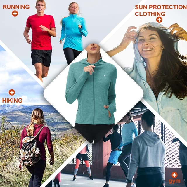 Thumbnail 6 de donhobo Women’s Running Jackets with Thumb Hole – breathable, UPF 50+ zip-up hoodie with side pockets