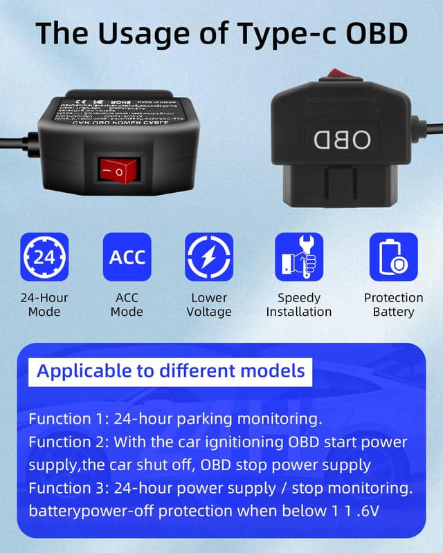 Thumbnail 3 de YANBORONSN OBD Power Cable for Dash Camera