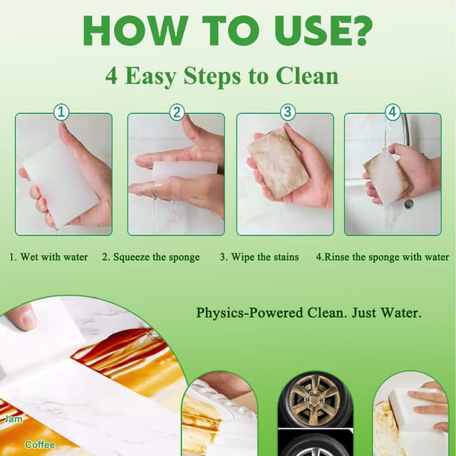 Thumbnail 3 de Powomao Melamine Cleaning Sponge 50Pcs