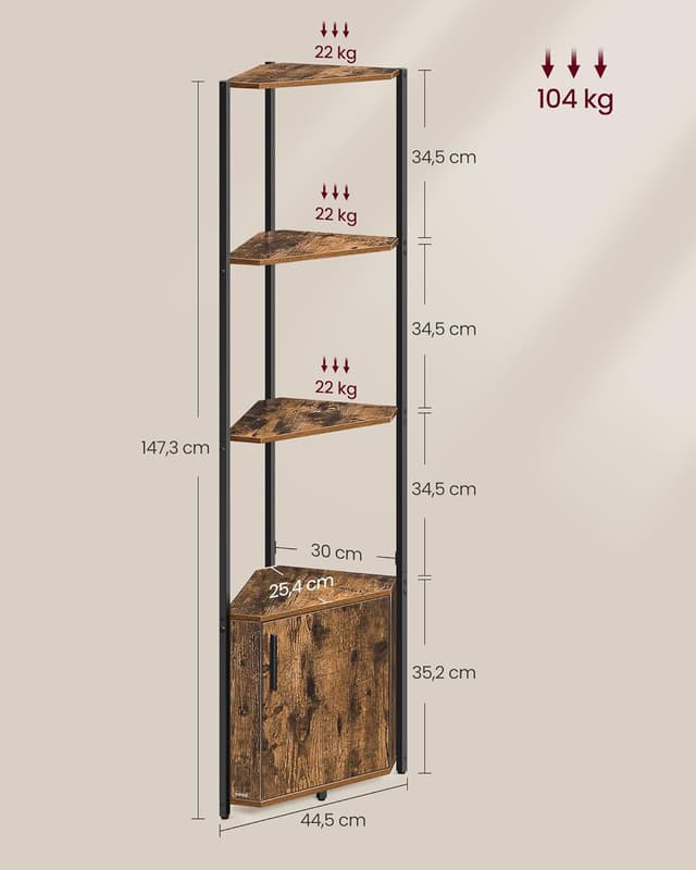 Detalle de VASAGLE LBC580K01 mensola angolare da 5 ripiani