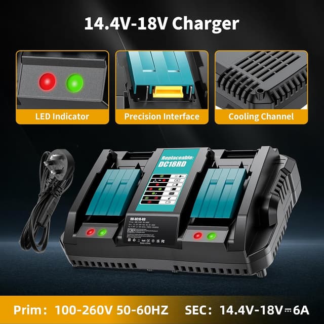 Detalle de 18V Li-ion battery and dual charger 2 pack