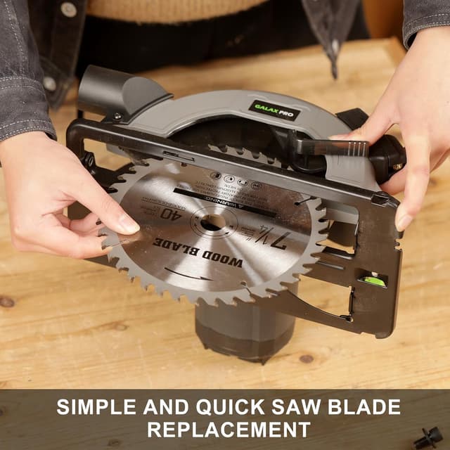 Detalle de GALAX PRO 1400W Handkreissäge mit Laserführung, Schnitttiefe bis 62 mm & 2x 185 mm Sägeblätter